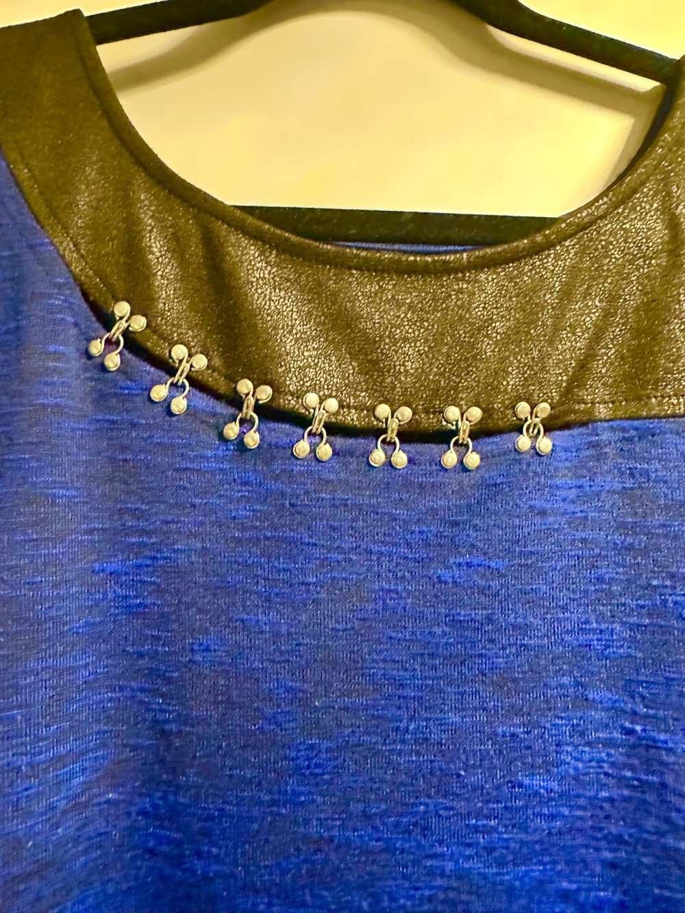 MBLM Tess Helliday 3X Sleeveless Royal Blue / Black Neck Metal Hooks Tank Top - Picture 3 of 11